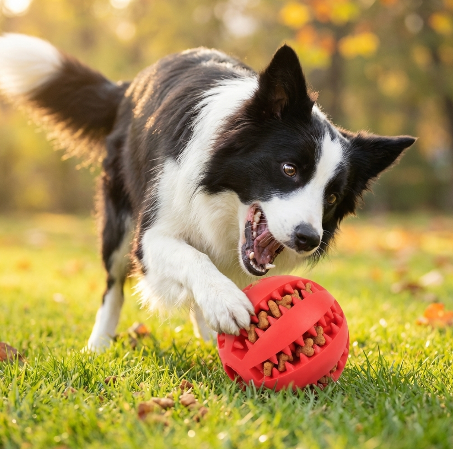 Balle jouet interactive en caoutchouc pour chien et chat