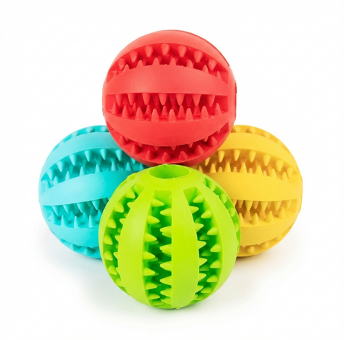 Balle jouet interactive en caoutchouc pour chien et chat